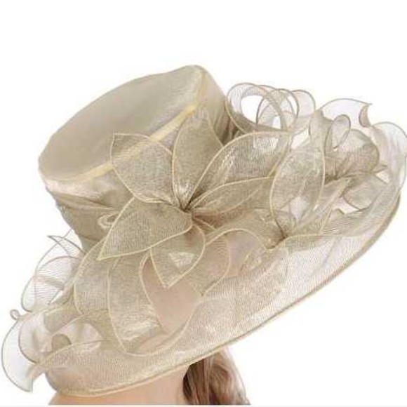 Metallic bow large dress hat Large fancy dress hat main image 2